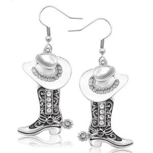 Silver dangle boot earrings